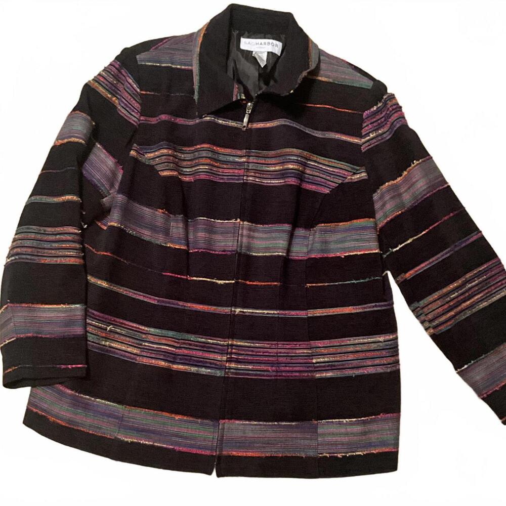 Sag Harbor Multicolor Zip Front Jacket Plus Size
